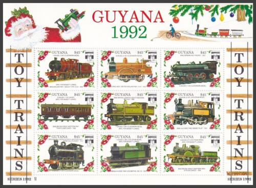 Potovn znmky Guyana 1992 Modely lokomotiv a vagn Mi# 3943-51