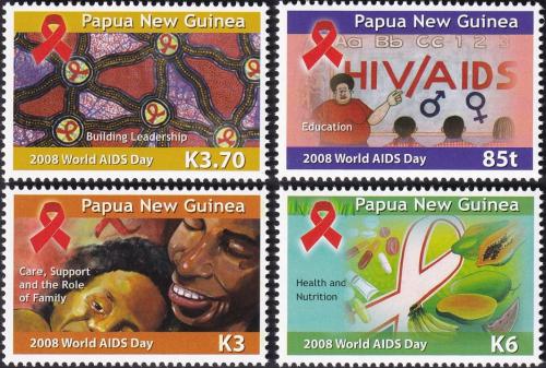 Potovn znmky Papua Nov Guinea 2008 Boj proti AIDS Mi# 1368-71 Kat 12