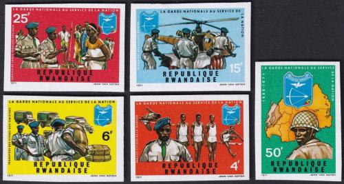 Potovn znmky Rwanda 1978 Nrodn garda neperf. Mi# 474-78 B Kat 15