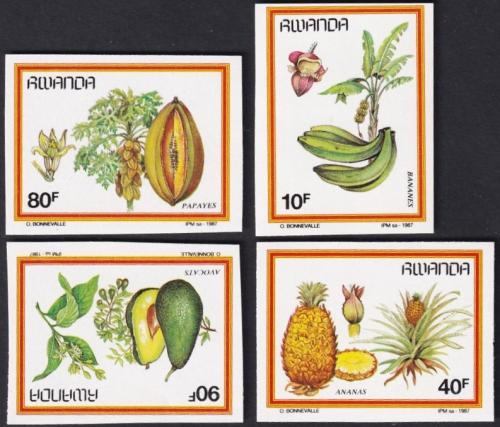 Potovn znmky Rwanda 1980 Ovoce neperf. Mi# 1370-73 B Kat 14