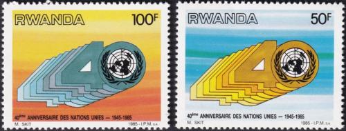 Potovn znmky Rwanda 1985 OSN, 40. vro Mi# 1308-09 Kat 5