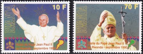 Potovn znmky Rwanda 1990 Pape Jan Pavel II. Mi# 1439-40 Kat 18