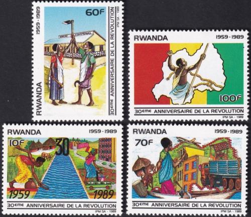 Potovn znmky Rwanda 1990 Revoluce, 30. vro Mi# 1425-28 Kat 8.50