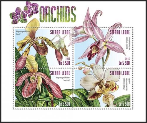 Potovn znmky Sierra Leone 2015 Orchideje Mi# 6317-20 Kat 10