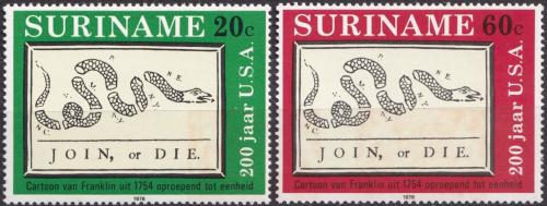 Potovn znmky Surinam 1976 Americk revoluce Mi# 736-37