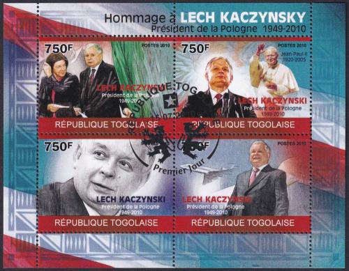 Potovn znmky Togo 2010 Prezident Lech Kaczyski 2A Mi# 3544-47 Kat 12