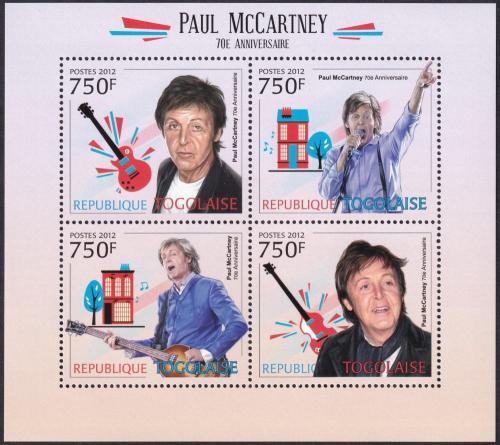 Potovn znmky Togo 2012 Paul McCartney, The Beatles Mi# 4548-51 Kat 12