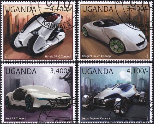 Potovn znmky Uganda 2012 Automobily budoucnosti 1B Mi# 2911-14 Kat 13