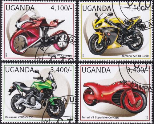 Potovn znmky Uganda 2012 Motocykly 1B Mi# 2896-99 Kat 13