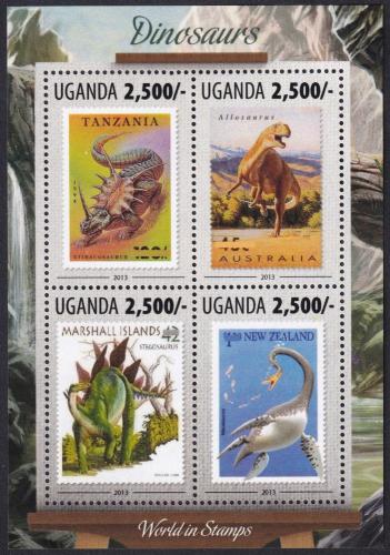 Potovn znmky Uganda 2013 Dinosaui na znmkch Mi# 3131-34 Kat 12