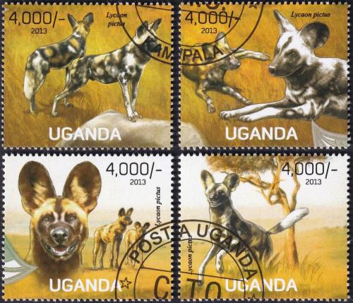 Potovn znmky Uganda 2013 Pes hyenovit 1B Mi# 3050-53 Kat 19 - zvtit obrzek