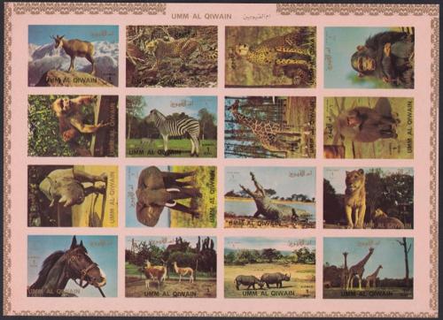 Potovn znmky Umm al-Kuvajn 1972 Fauna neperf. TOP SET Mi# 1002-17 B Kat 25