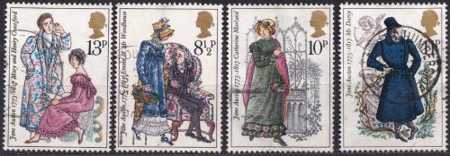 Potovn znmky Velk Britnie 1975 Postavy z romn Jane Austen 1A Mi# 688-91